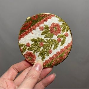 Vintage Neiman Marcus Compact Mirror Floral Chenille Tapestry